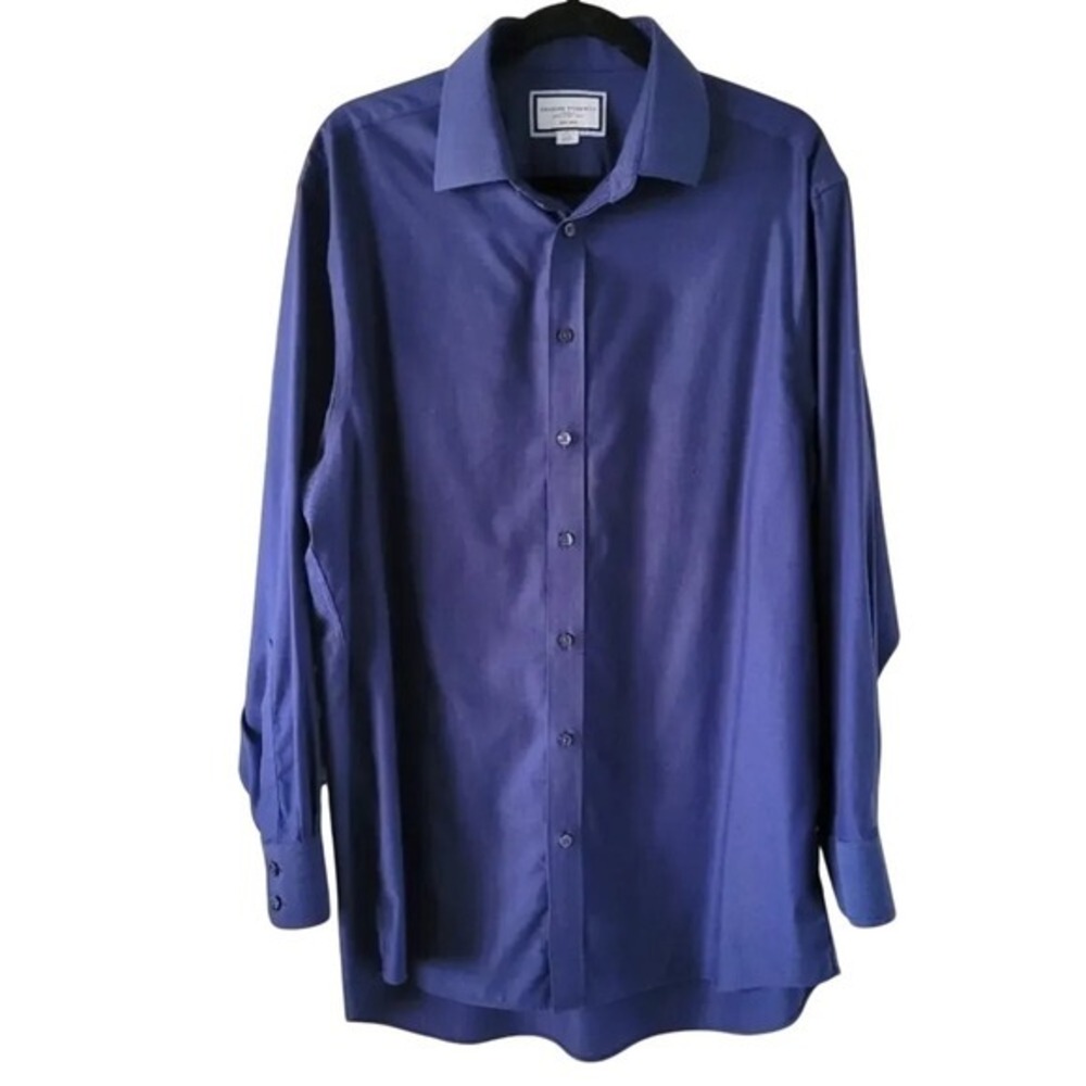 Charles Tyirwhitt Dark Blue Non Iron Classic Fit Men's Shirt Size XL Business - Picture 2 of 10